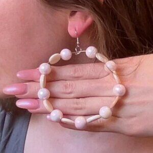 Handmade Pink Pearl And Shell Earrings